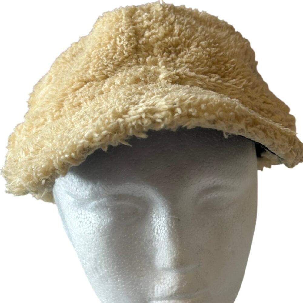 Cream colored sherpa fleece baseball style cap